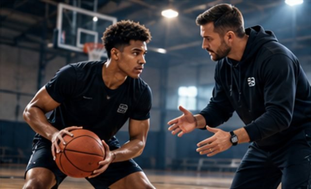 Coach working one-on-one with a player